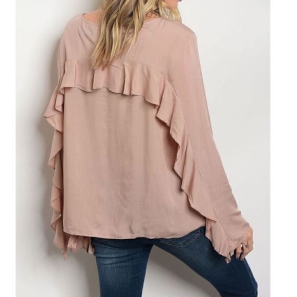 Taupe Ruffle Top - Picture 2 of 2